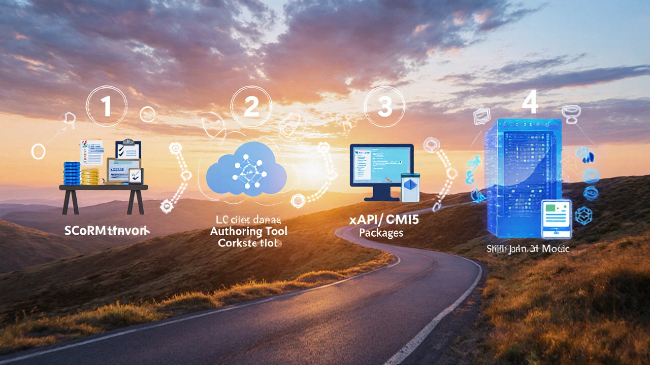 Roadmap illustration showing audit, LRS cloud, conversion tools, and AI analytics for migration.