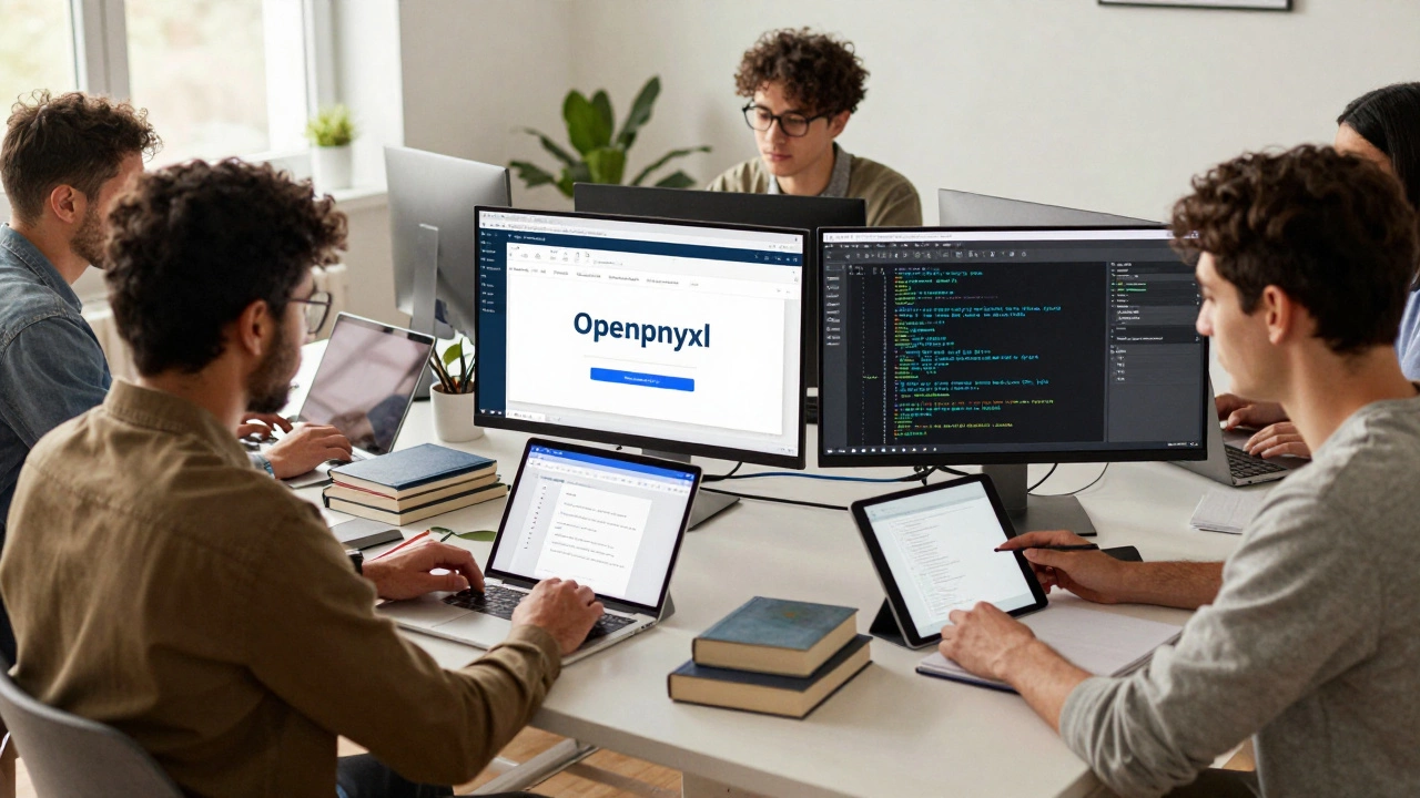 Diverse individuals working on practical Python projects like automation, web apps, and data analysis.