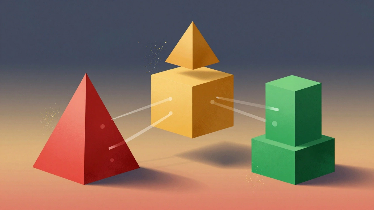 Colorful geometric blocks representing school selection tiers