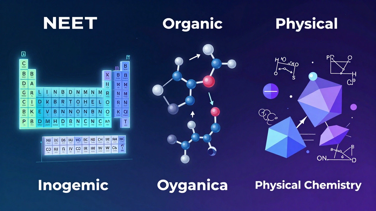 Abstract illustration of Chemistry concepts: periodic table, molecules, and math