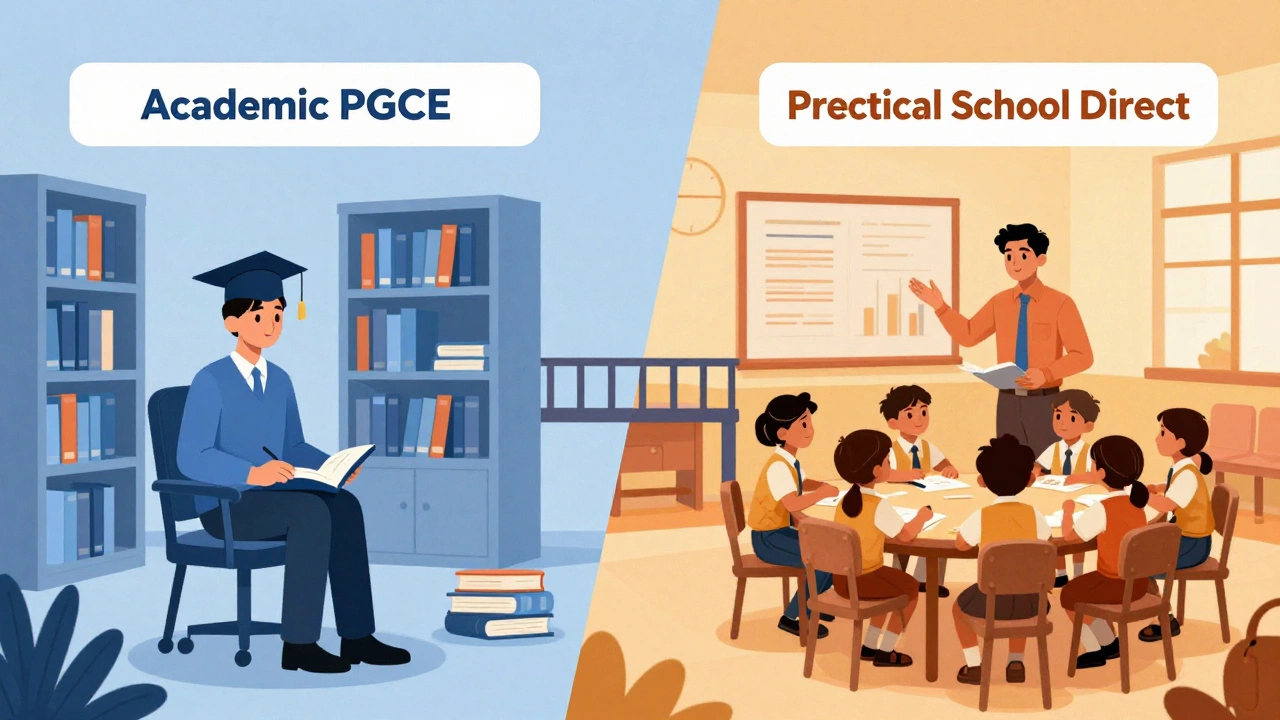 Conceptual art showing academic vs practical teacher training paths
