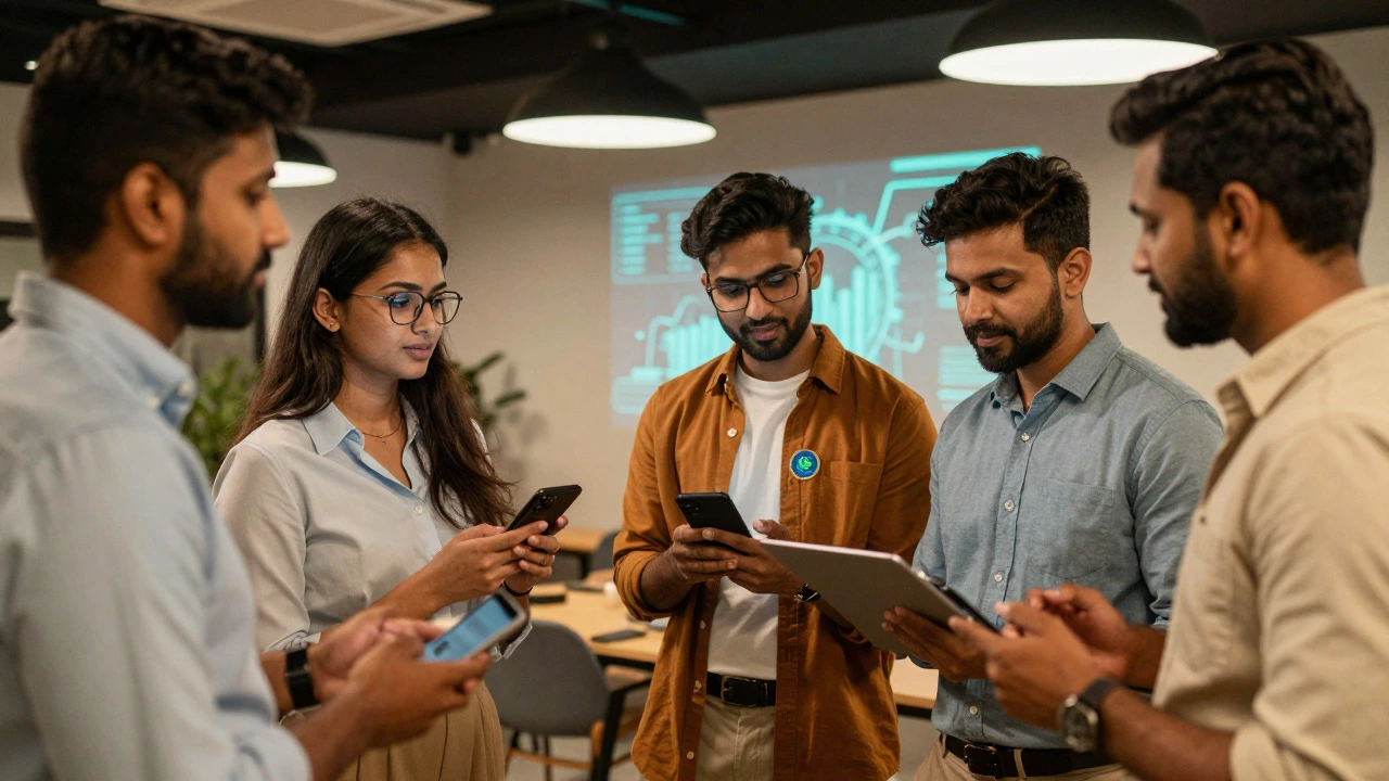 Indian professionals networking and sharing digital credentials