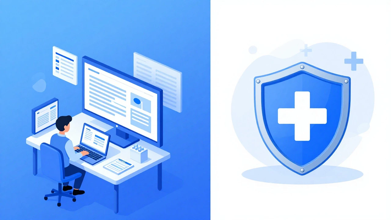 Visual comparison of tech tool vs compliance certification concepts
