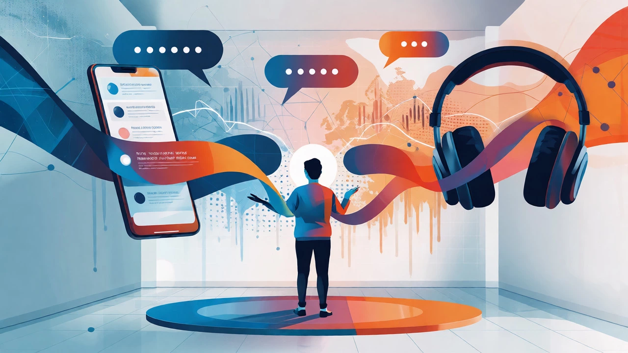 Abstract visualization of connecting with language partners via voice notes