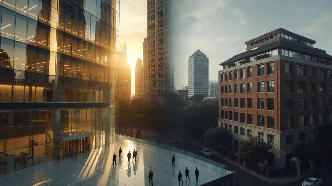 Visual comparison of elite vs mid-tier corporate environments