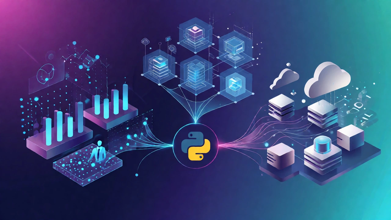 Abstract visualization of Python career paths: data, web, devops