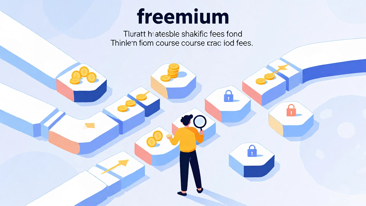 Illustration of choosing free online course platforms and fee models