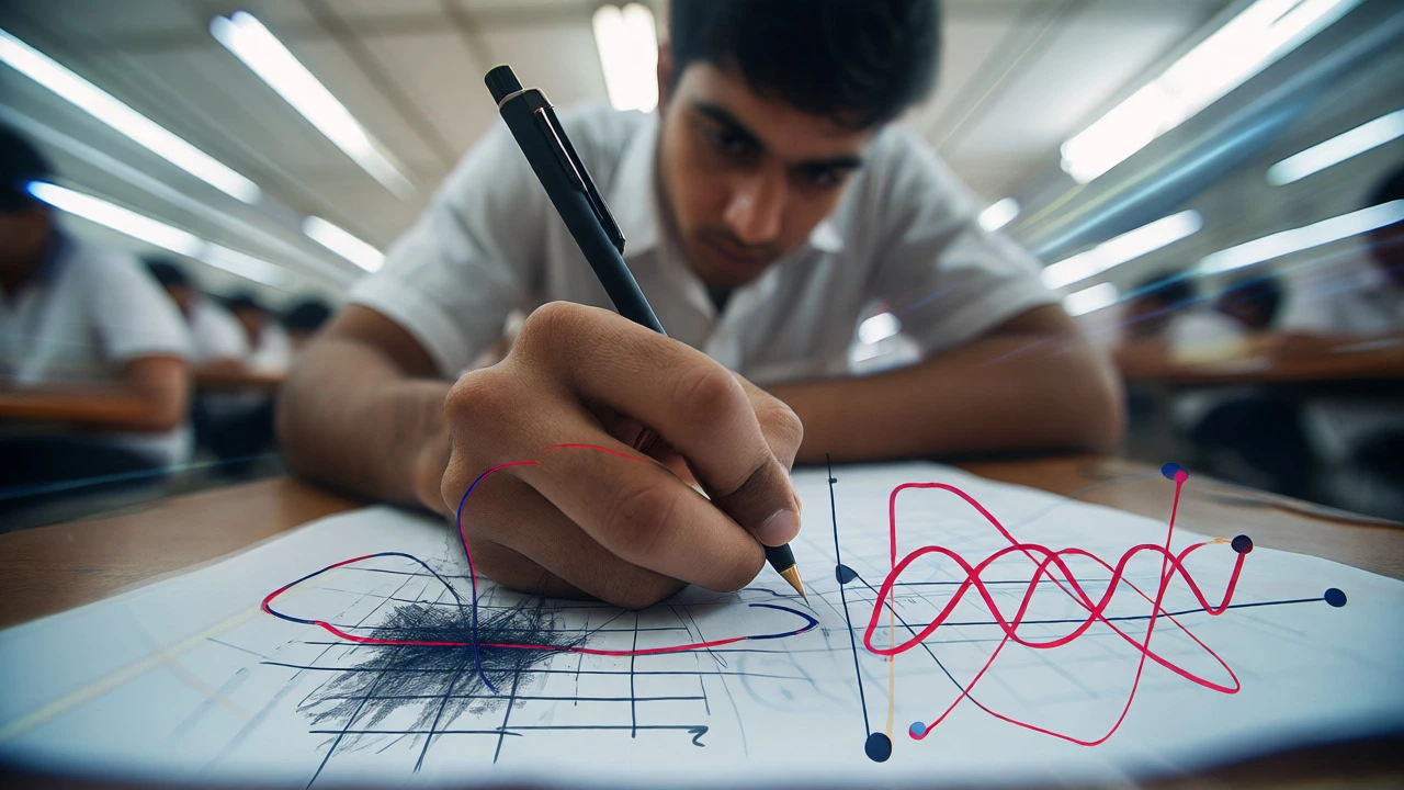 Student solving complex interdisciplinary problems blending physics, chem, and math.
